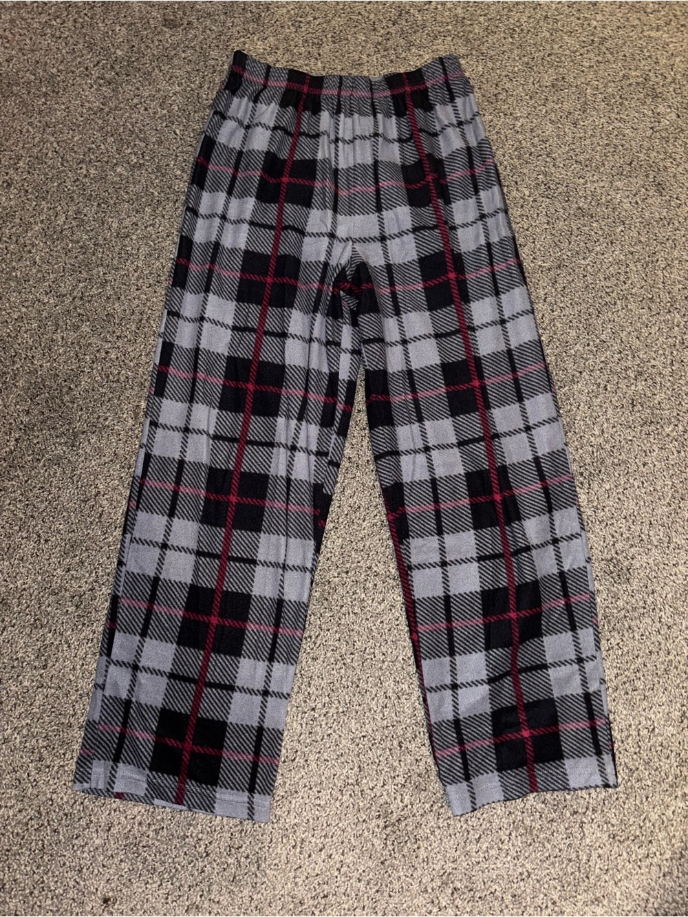 Cuddl Duds Gray Black Red Plaid Kids Pajama Bottoms